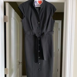 Belted and lined black dress